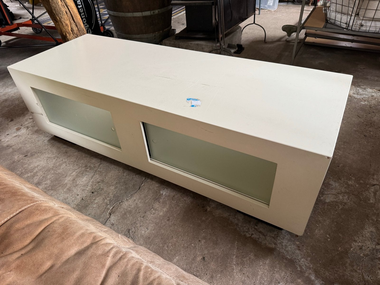Salontafel met Melkglazen Schuifdeurtjes, Ophalen, Gebruikt, 50 tot 100 cm, Glas