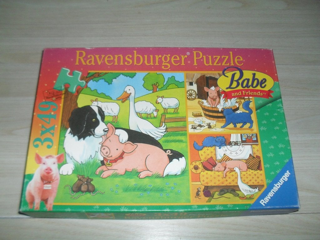 Babe en z'n vriendjes puzzle 3 x 49 stukjes, Ophalen, Minder dan 500 stukjes, Zo goed als nieuw, Legpuzzel