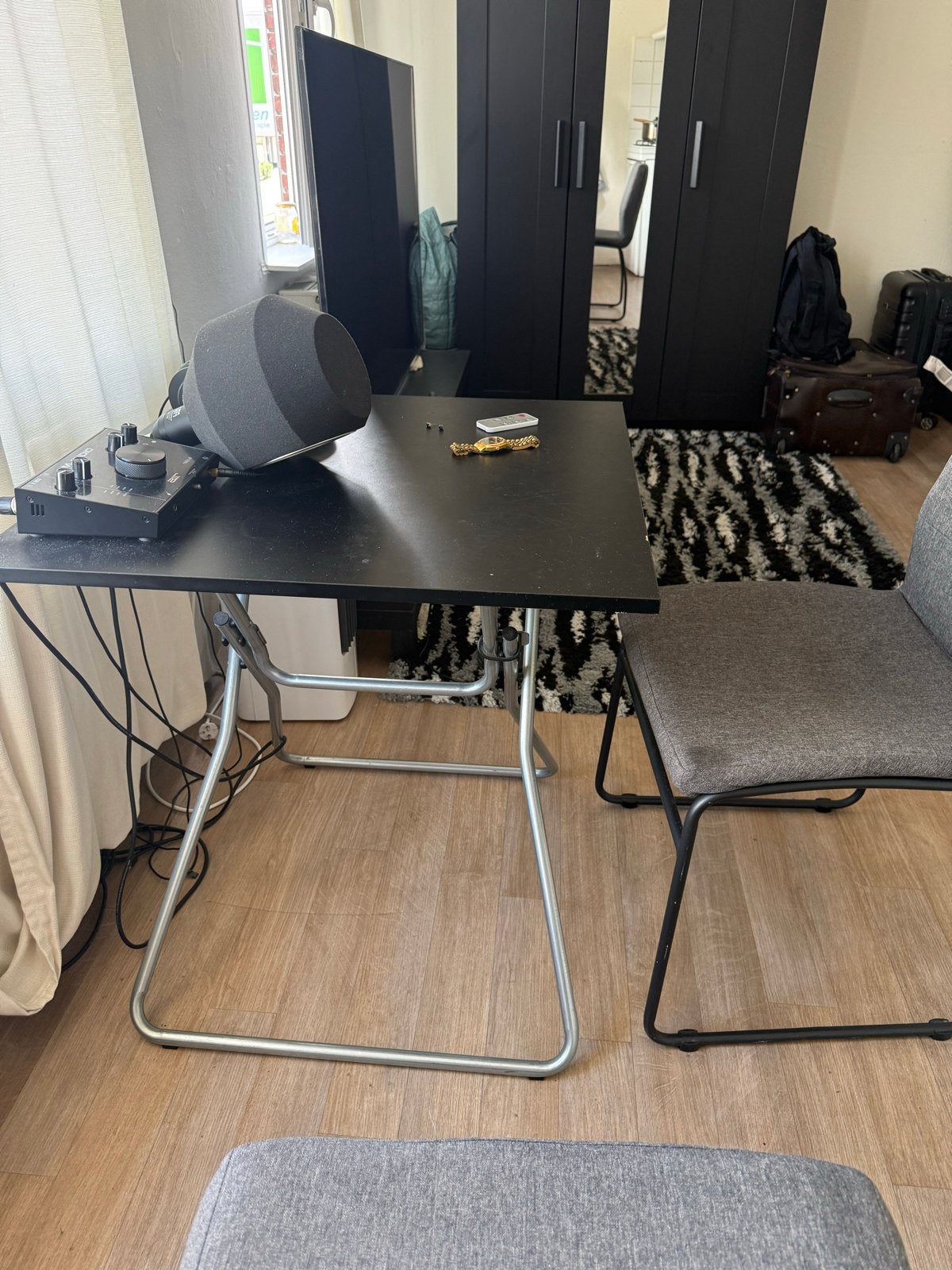 Zwarte opklapbare tafel - Compact en veelzijdig, Gebruikt, Rechthoekig, 50 tot 100 cm, Ophalen of Verzenden