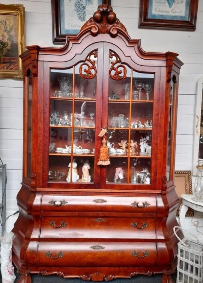 Noten laden vitrine kast, Huis en Inrichting, Zo goed als nieuw, 3 of 4 laden, Minder dan 100 cm, 25 tot 50 cm