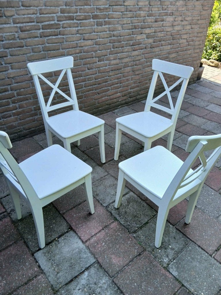 stoelen, Huis en Inrichting, Ophalen, Gebruikt, Wit, Vier