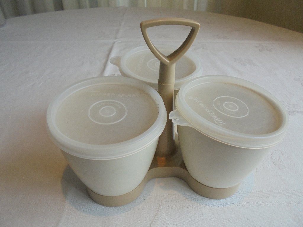 tupperware serveertrio met deksels, Ophalen of Verzenden, Gebruikt, Wit, Overige typen