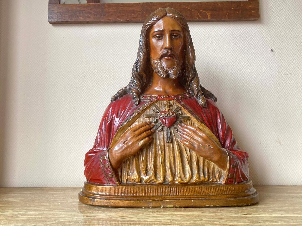 Jezus borstbeeld, Heilig Hart, 48 cm hoog, Antiek en Kunst, Ophalen