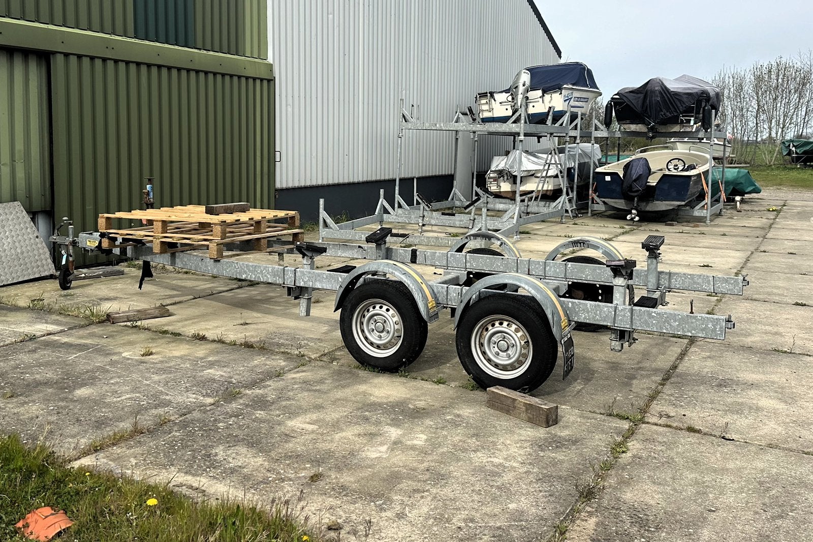 Theo Stet dubbelasser boottrailer | voor boten tot ca 8m, Ophalen, Gebruikt, 1500 tot 3000 kg, Sloepentrailer