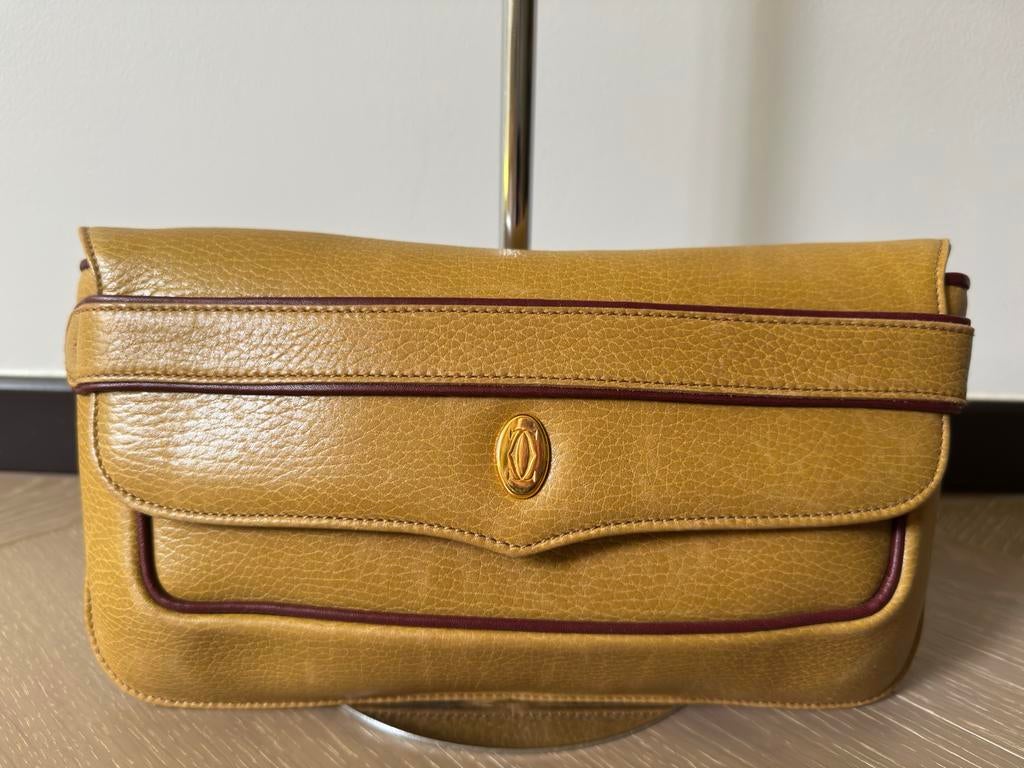Vintage Cartier Must Line clutch tas, Sieraden, Tassen en Uiterlijk, Tassen | Damestassen, Ophalen of Verzenden, Gebruikt, Geel