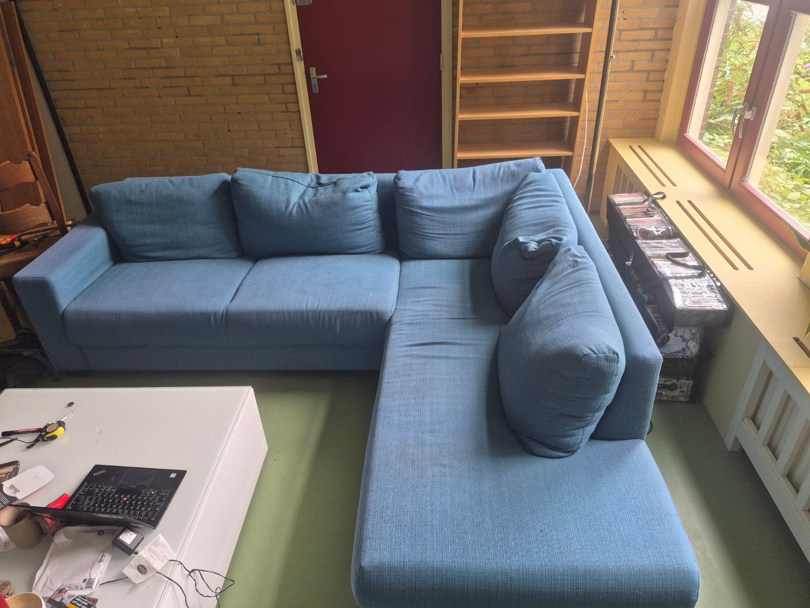 Gratis Hoekbank - Gebruikt maar kan nog een ronde mee, Huis en Inrichting, Ophalen, Gebruikt, Hoekbank, Vierpersoons of meer