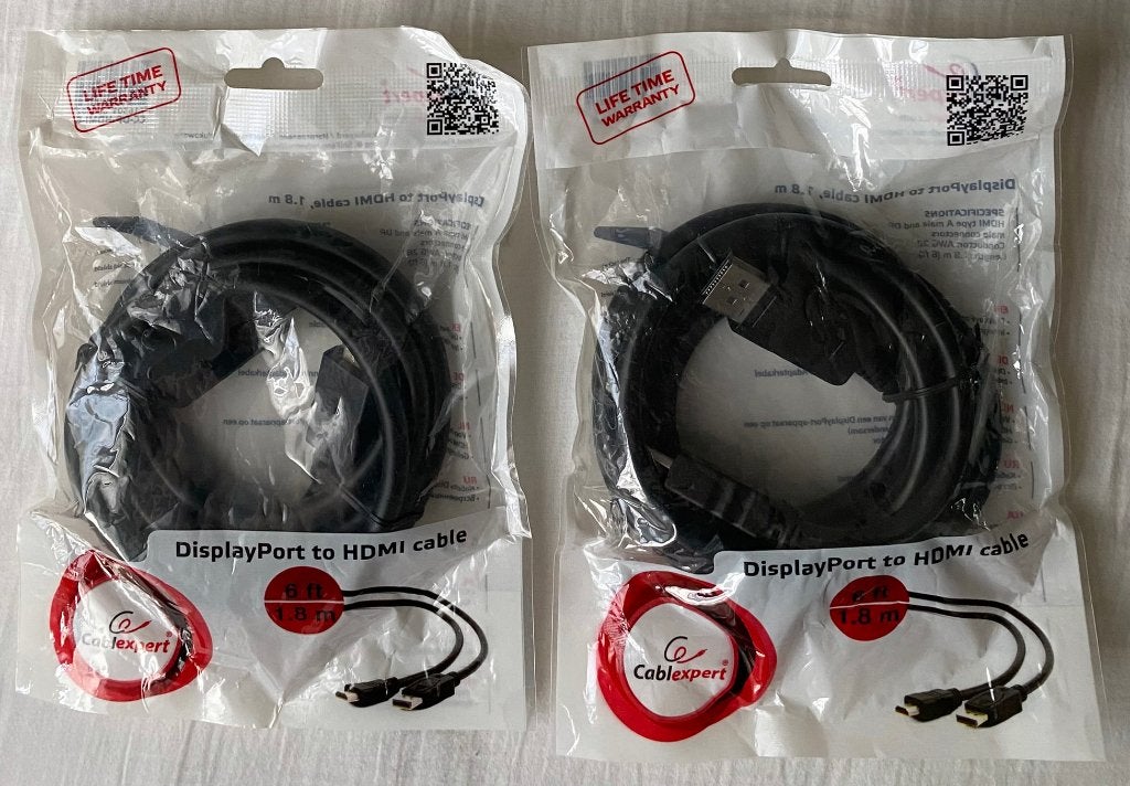 2 adapterkabels DisplayPort naar HDMI kabel, 1,8 m, NIEUW, Computers en Software, Pc- en Netwerkkabels, Ophalen of Verzenden, Nieuw