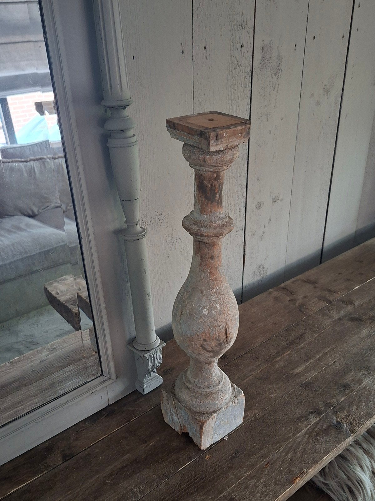 Oude Robuuste Baluster - 62 cm hoog - Decoratief, Antiek en Kunst, Antiek | Kandelaars, Ophalen of Verzenden