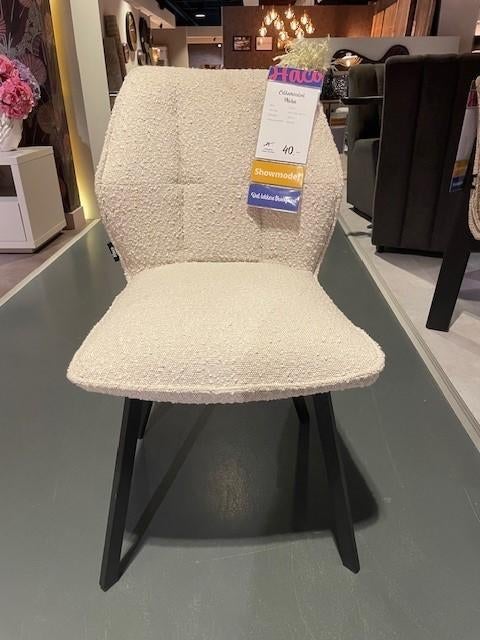 Eetkamerstoel Micha 2 stuks - 47b x 62d x 85h cm - Creme, Twee, Wit, Zo goed als nieuw, Stof