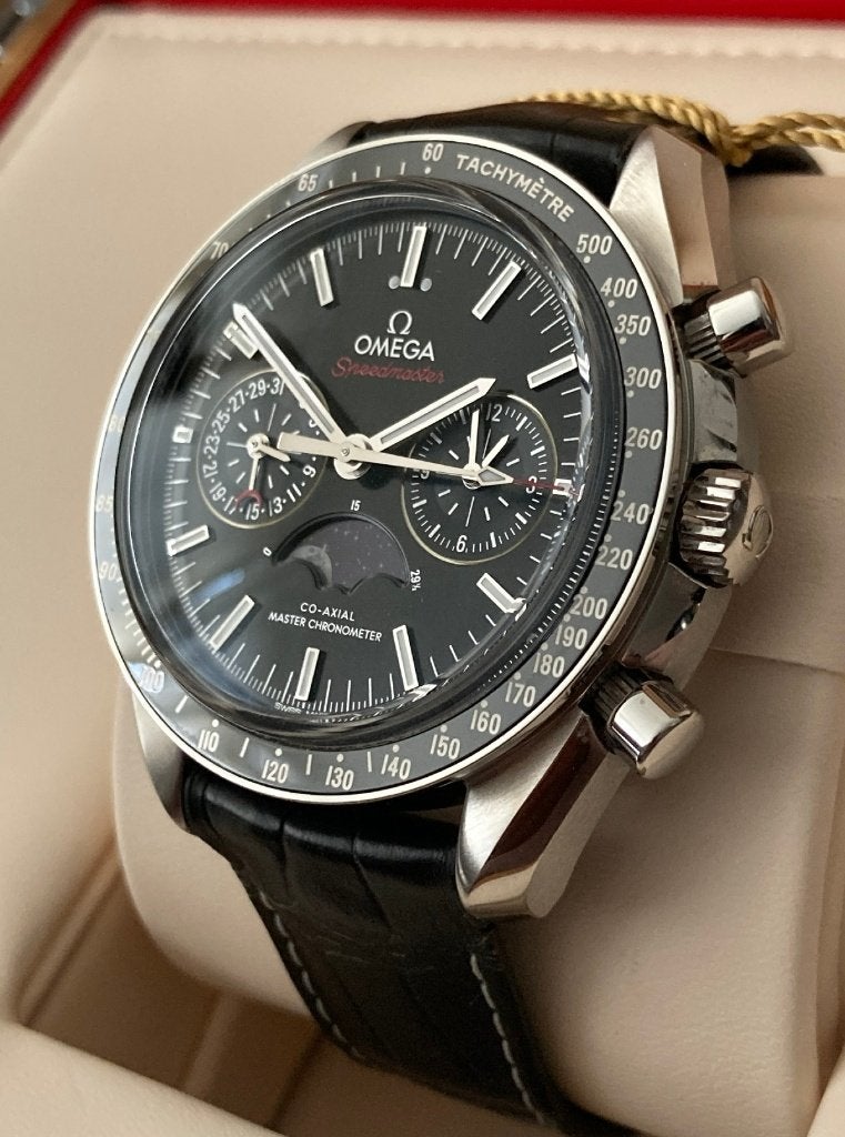 Omega Speedmaster MOONPHASE Master Chrono >> Full Set <<, Sieraden, Tassen en Uiterlijk, Horloges | Heren, Leer, Staal, Polshorloge