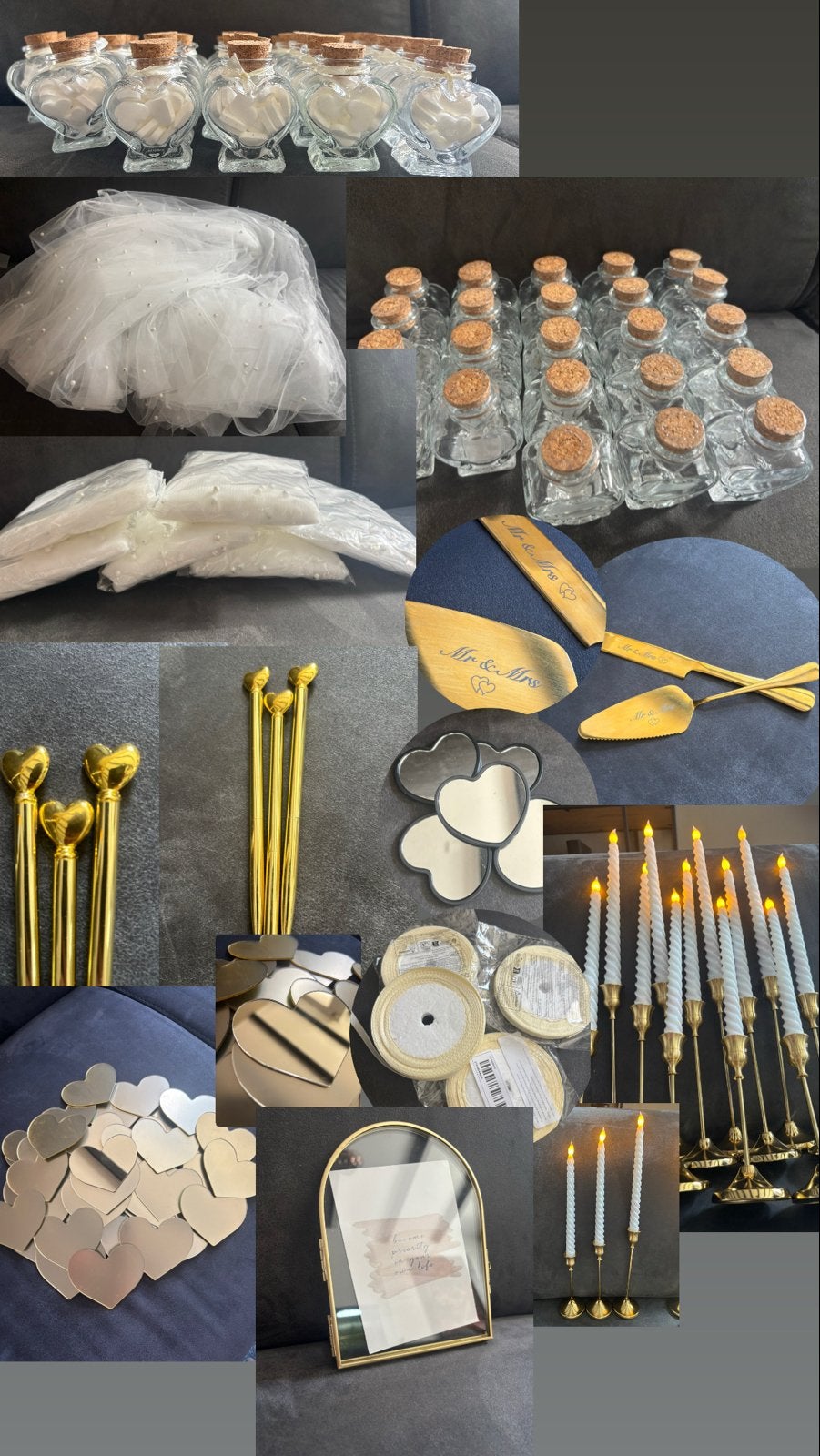 Complete Trouwdecoratie Pakket - Bedankjes, Lopers, Kandelaa, Ophalen of Verzenden, Zo goed als nieuw, Versiering