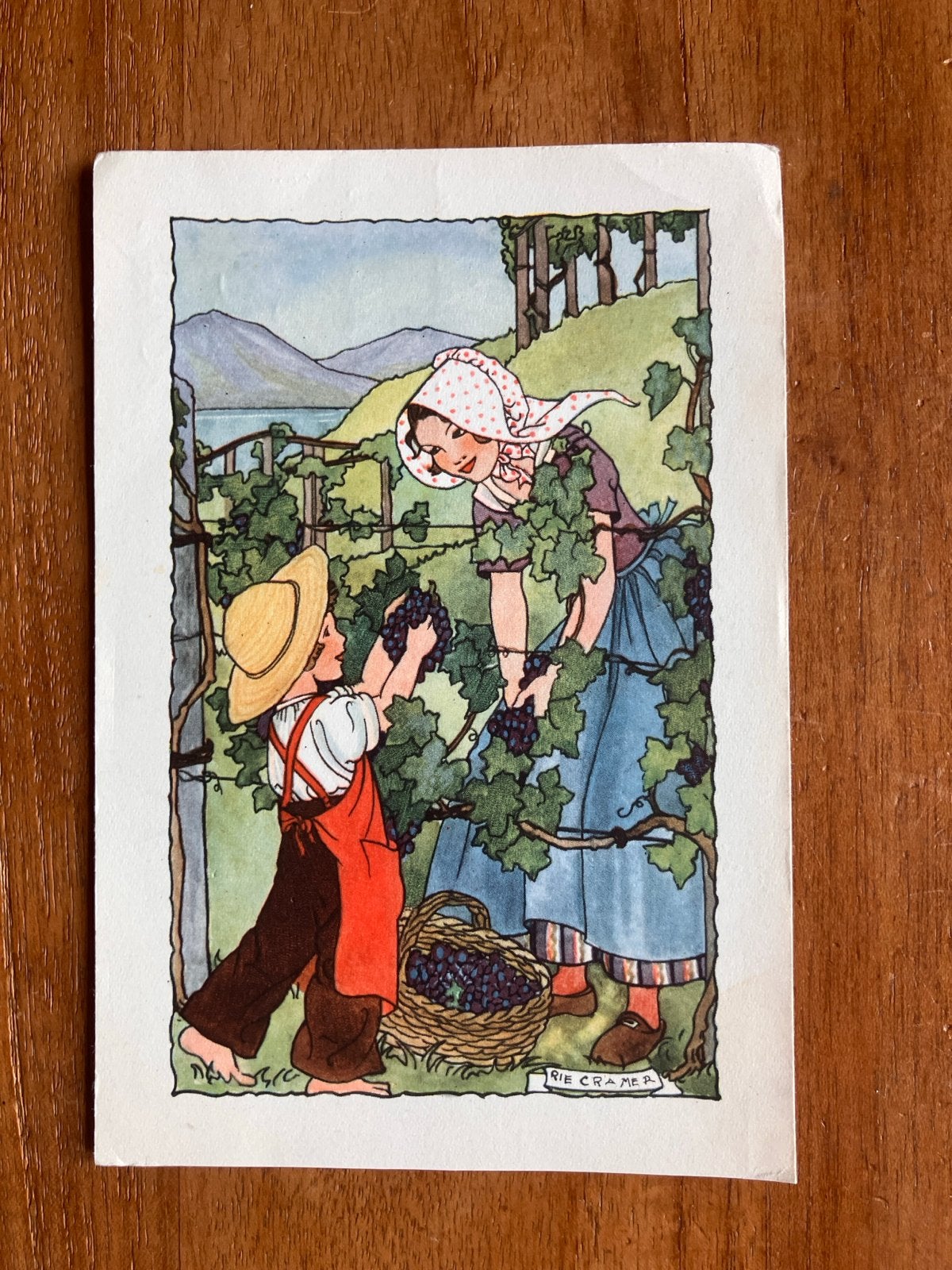 Vintage Rie Cramer Ansichtkaart - Druiven Oogst, Ophalen of Verzenden, 1960 tot 1980, Gelopen, Kinderen