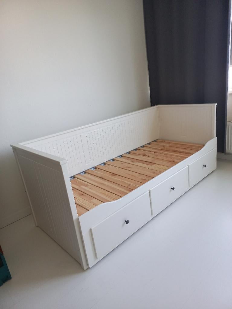 Ikea Hemnes bed 80x200 uitschuifbaar naar 160x200, Ophalen, Gebruikt, Wit, Tweepersoons