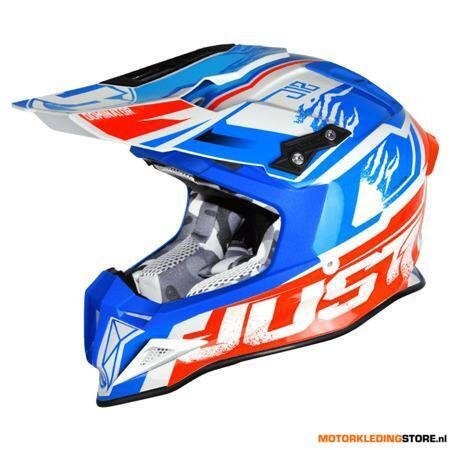 Just1 J12 Dominator Crosshelm, Wit-Rood-Blauw, Ophalen of Verzenden, Nieuw met kaartje