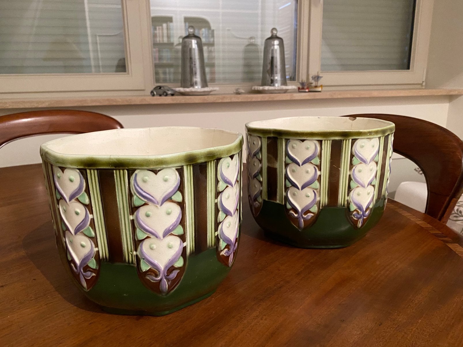 Art Nouveau bloempotten, Ophalen, Gebruikt, Rond, Binnen