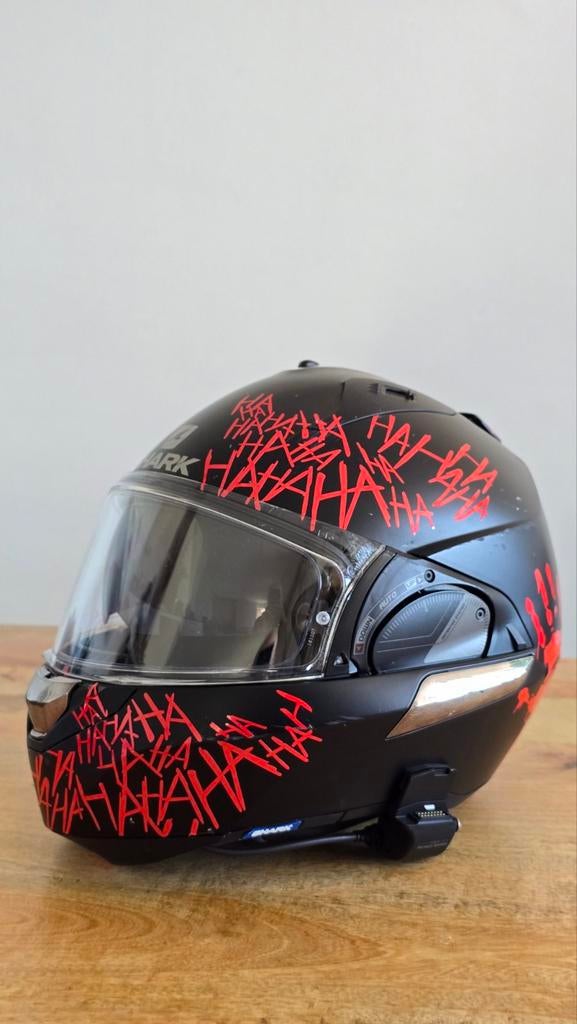 Shark Systeemhelm met Joker-design, Motoren, Kleding | Motorhelmen, Dames, Heren, Systeemhelm, M, Shark, Tweedehands, Ophalen of Verzenden