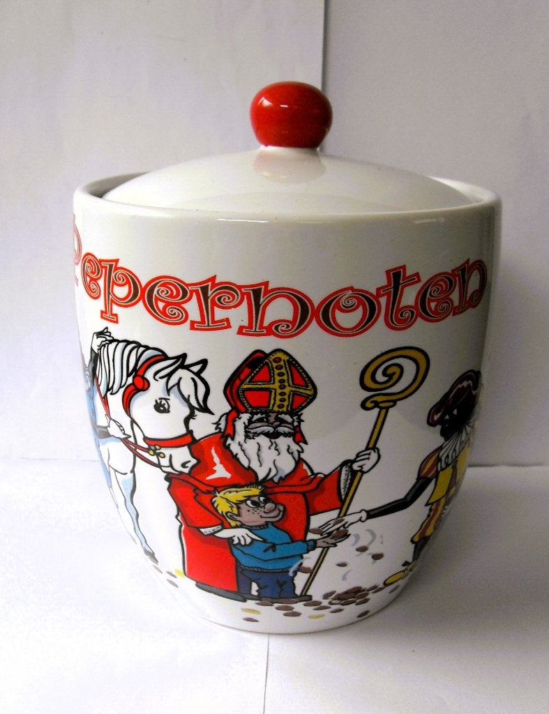 Sinterklaas Pepernoten Pot Sint en Piet Voorraad Pot, Diversen, Ophalen of Verzenden, Zo goed als nieuw