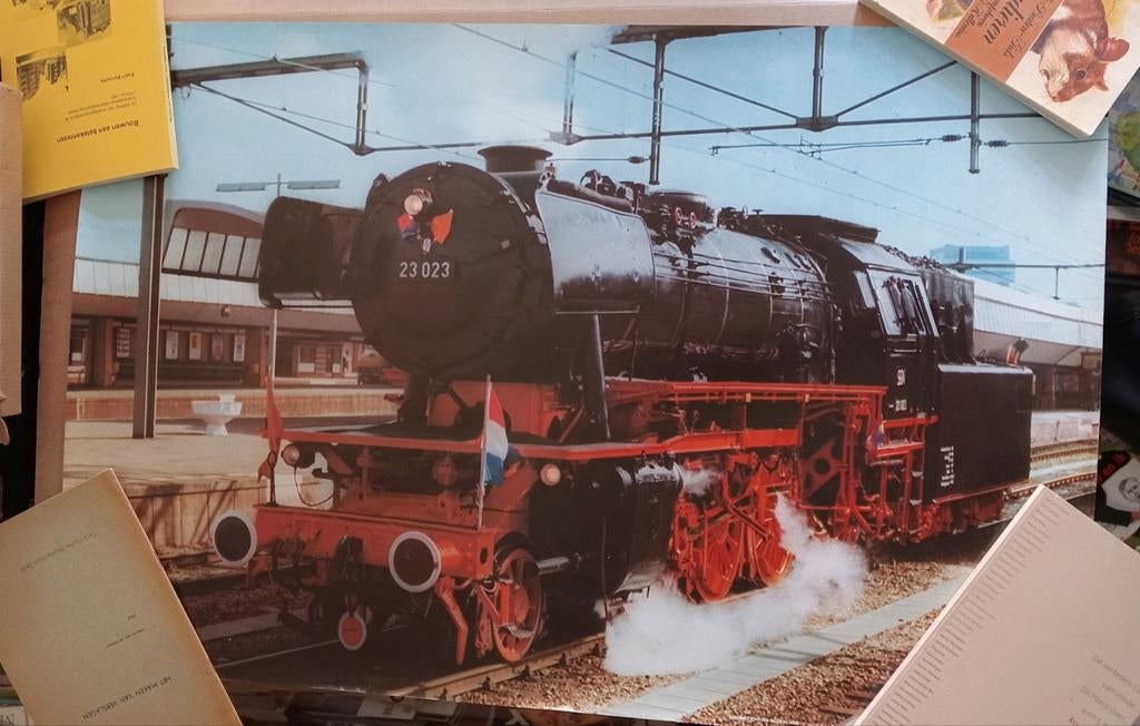 Grote poster Stoomlocomotief, Kaart of Prent, Trein, Gebruikt, .