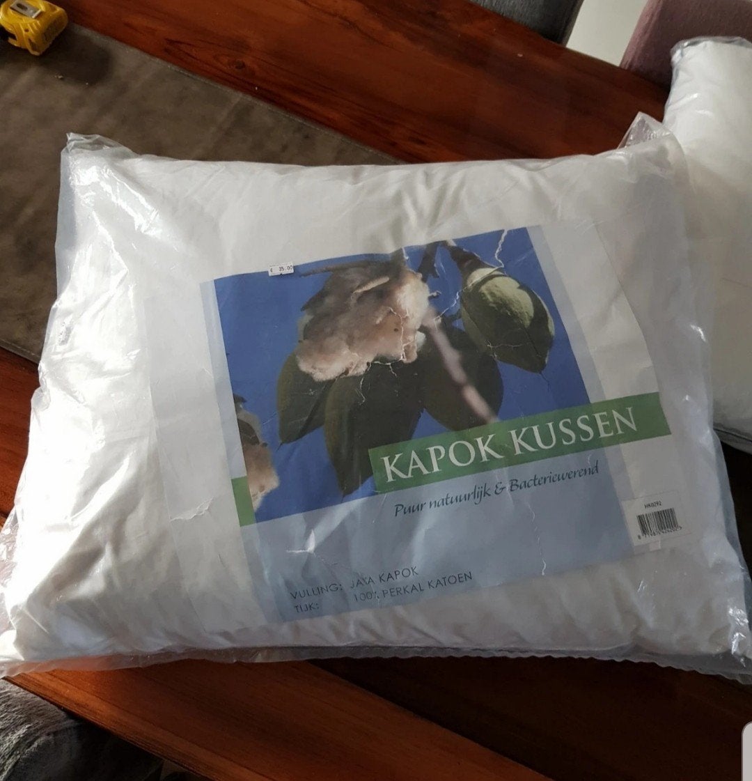 hoofdkussen. kapok  nieuw, Eenpersoons, Wit, Katoen, Nieuw