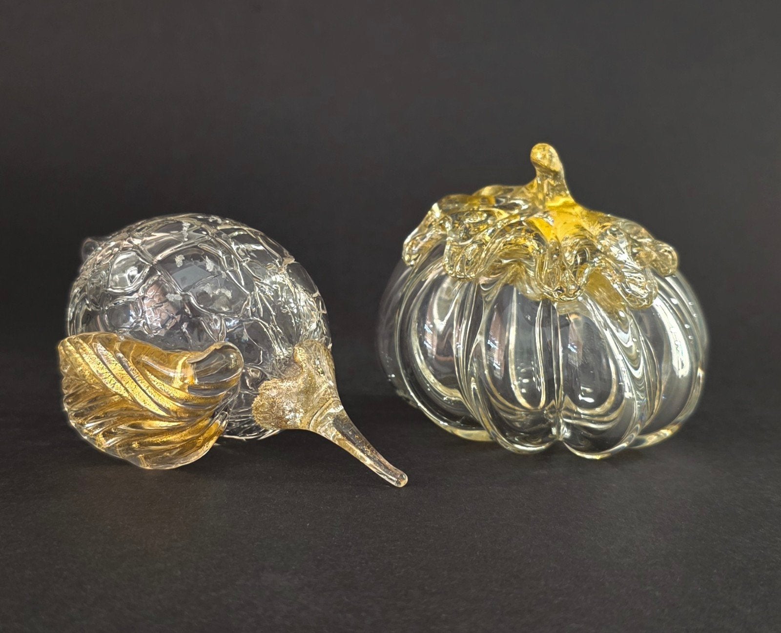Murano Glas Citroen & Pompoen met Goud Insluitsels, Ophalen of Verzenden
