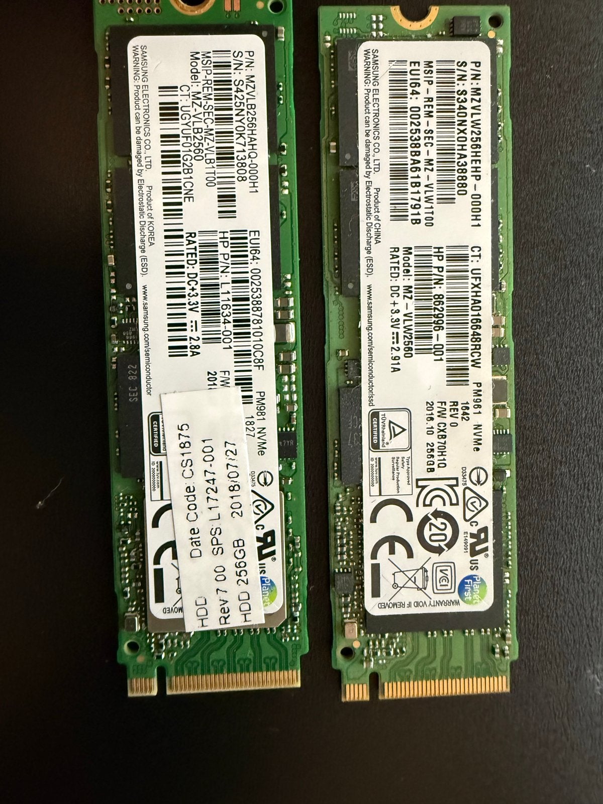 Samsung PM961/PM981 NVMe SSD 256GB M.2, Intern, Gebruikt, Server, SSD