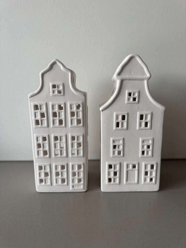 2 huisjes van Lifestyle design 20,5cm en 20cm, Waxinelichthouder, Ophalen of Verzenden, Zo goed als nieuw, 20 cm