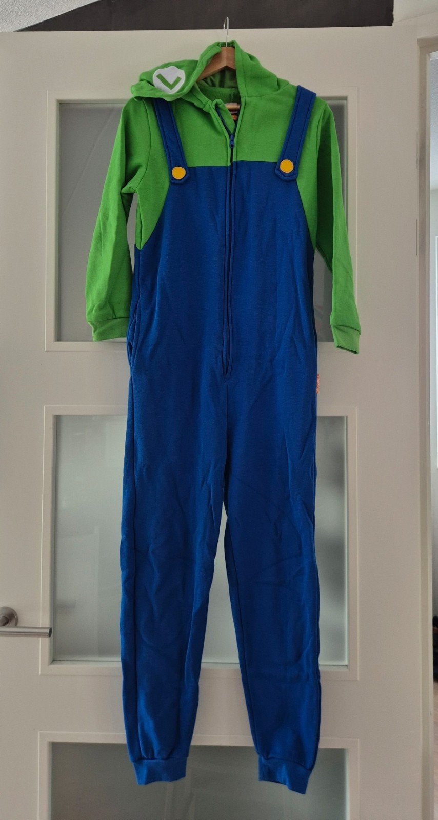 Luigi Onesie Verkleedpak met extra's (10-14 jaar, 158), Verzenden, Zo goed als nieuw, 158 t/m 164, Jongen of Meisje