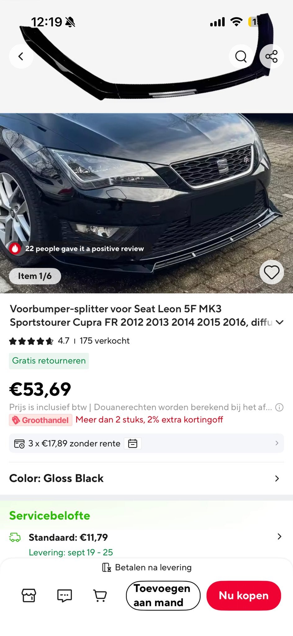 Nieuwe Voorbumper-splitter Seat Leon 5F MK3 Sportstourer Cup, Voor, Nieuw, Ophalen of Verzenden, Bumper