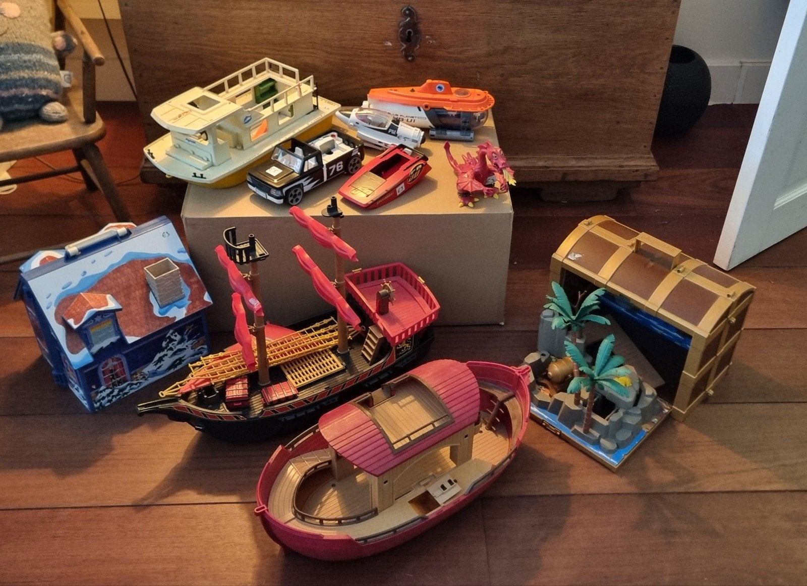 Grote Playmobil partij: piratenschip, kasteel, boten en meer, Kinderen en Baby's, Speelgoed | Overig, Ophalen of Verzenden, Gebruikt