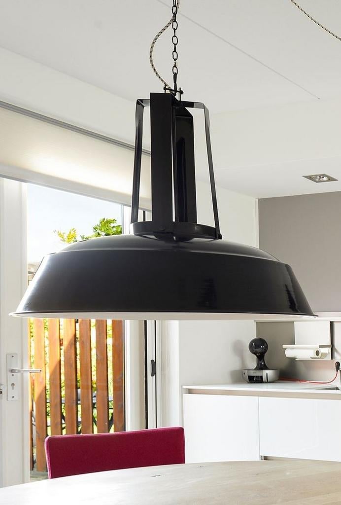 HK Living XL Eetkamerlamp - Zwart, 75 cm doorsnede, Huis en Inrichting, Lampen | Hanglampen, Gebruikt, 75 cm of meer, Metaal, Ophalen of Verzenden