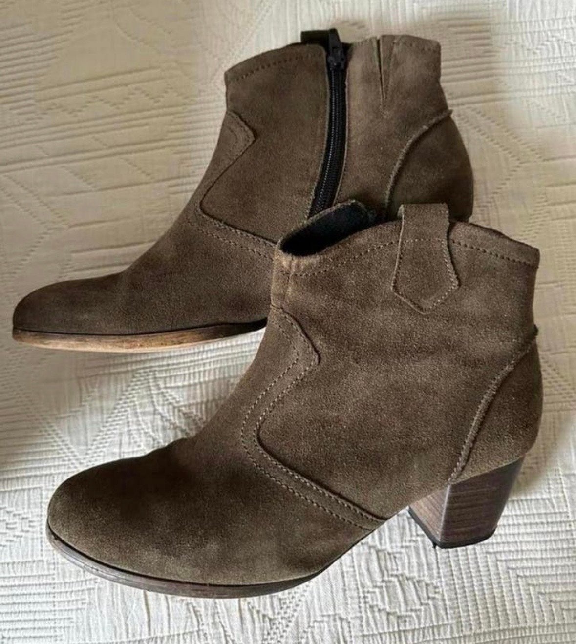 Gabor Laarsjes Bruin Legergroen Suede Maat 38, Bruin, Lage of Enkellaarzen, Ophalen of Verzenden, Gedragen