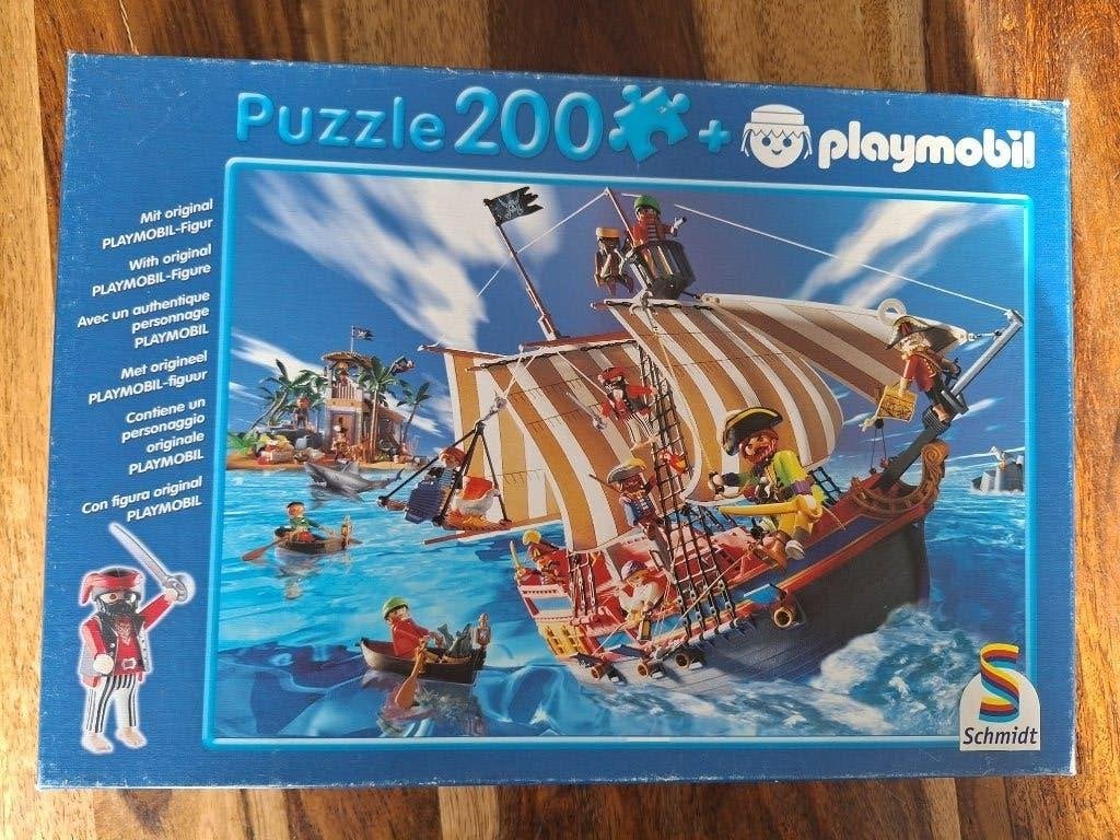 Playmobil piratenschip puzzel 200 stukjes compleet, Ophalen, Meer dan 50 stukjes, Gebruikt, 6 jaar of ouder