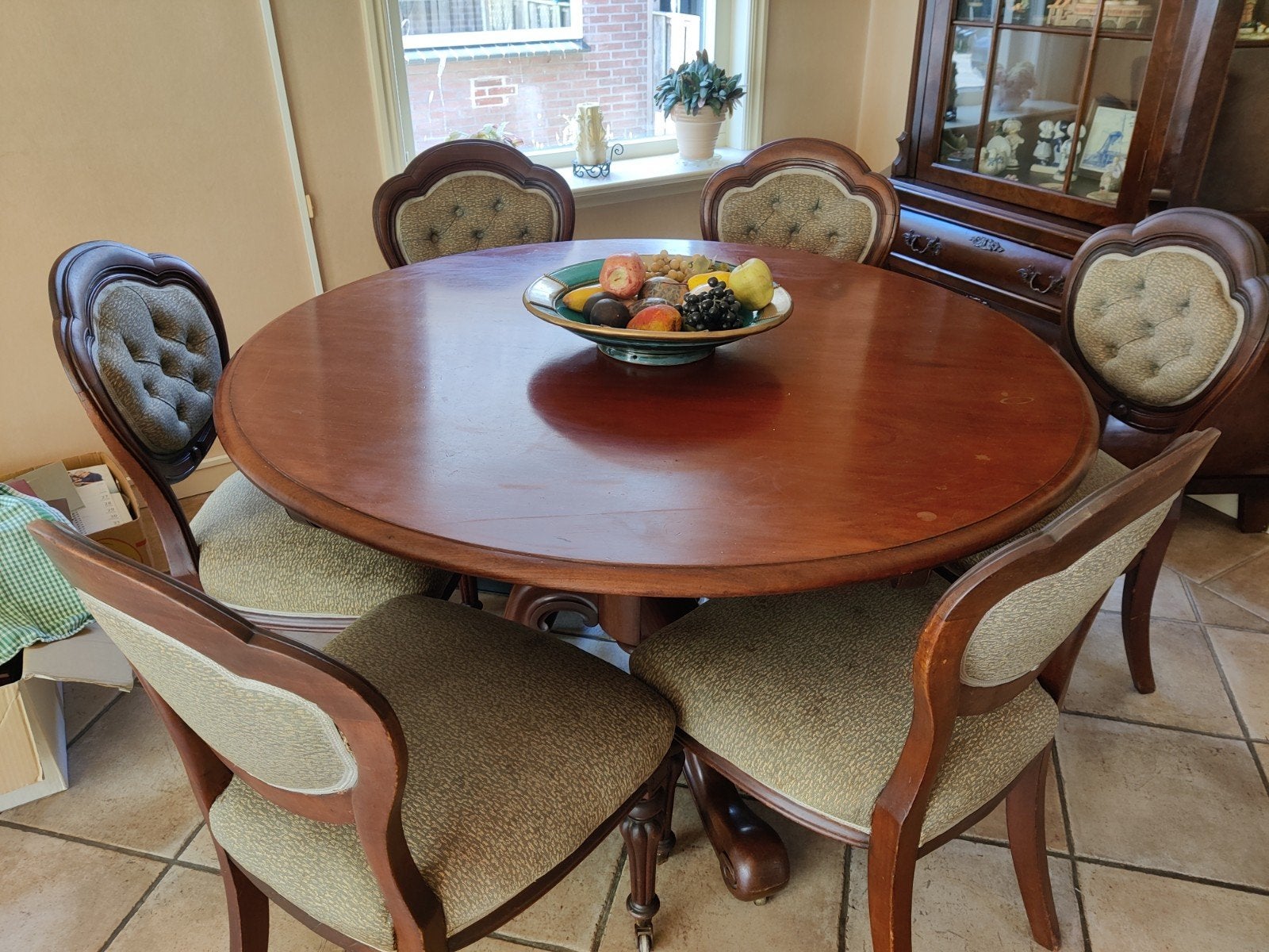 Antieke eettafel met 6 stoelen, Antiek en Kunst, Ophalen