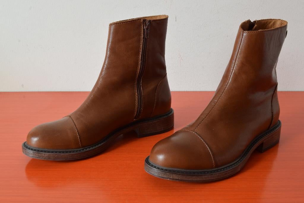 Prachtige leren Shoedesign Copenhagen Dahlia enkellaarsjes, Bruin, Lage of Enkellaarzen, Nieuw, Ophalen of Verzenden