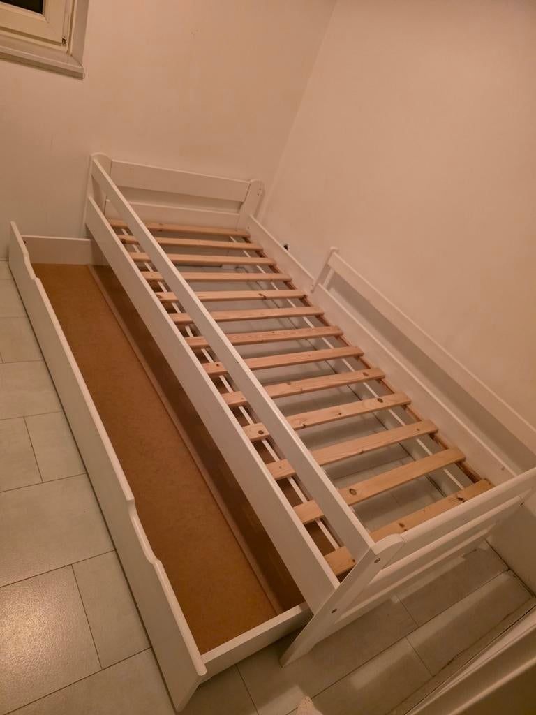 Eenpersoons bed met lade, 90 cm, Eenpersoons, Wit, Ophalen of Verzenden