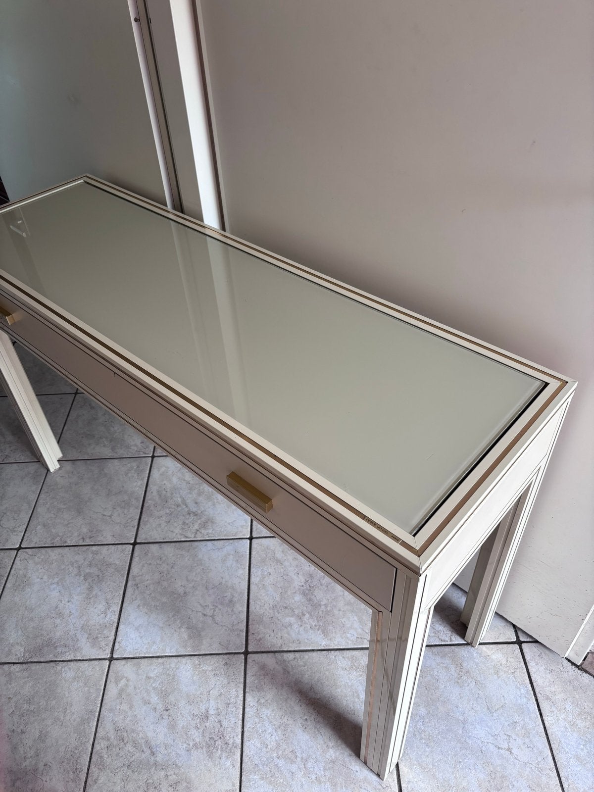 Pierre Vandel Paris Console Tafel met Lade - Vintage Design, Ophalen, Gebruikt, 100 tot 150 cm, Glas