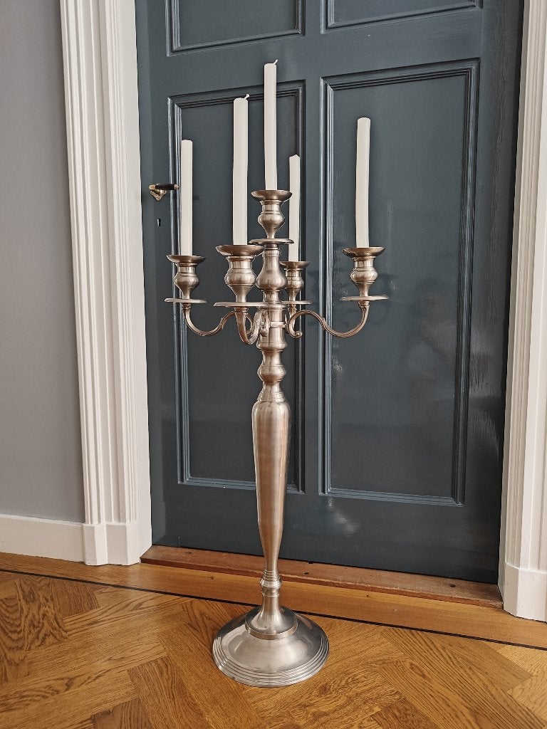 Grote handgemaakte Belgische vijfarmige vloerkandelaar, 98cm, Antiek en Kunst, Ophalen of Verzenden, Overige materialen