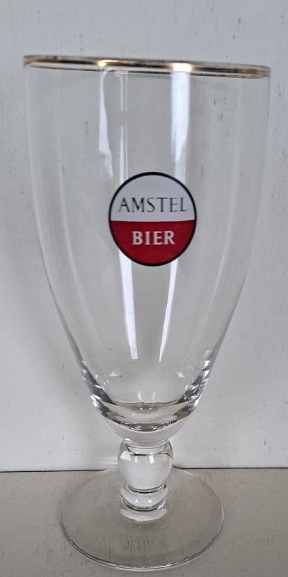 Amstel Bier Glas op bolle voet Bier met logo 1, Ophalen of Verzenden, Gebruikt, Glas of Glazen, Amstel