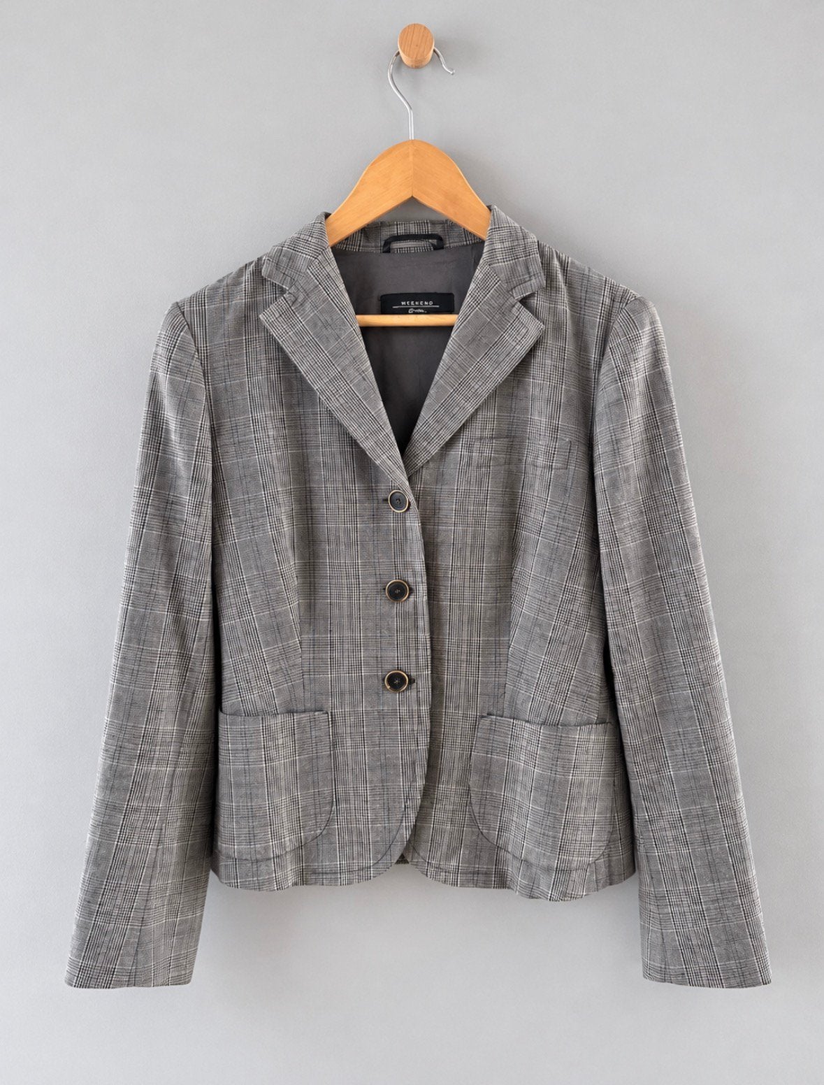 Max Mara Weekend ruiten blazer colbert grijs wol 38 M medium, Maat 38/40 (M), Ophalen of Verzenden, Zo goed als nieuw, Jasje