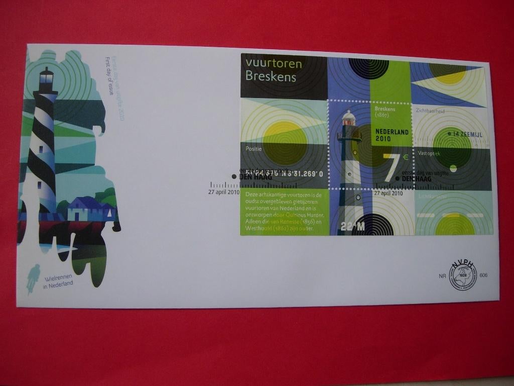 NL Nederland FDC 606 blok vuurtorens Breskens 2010, Verzenden, Onbeschreven, Nederland