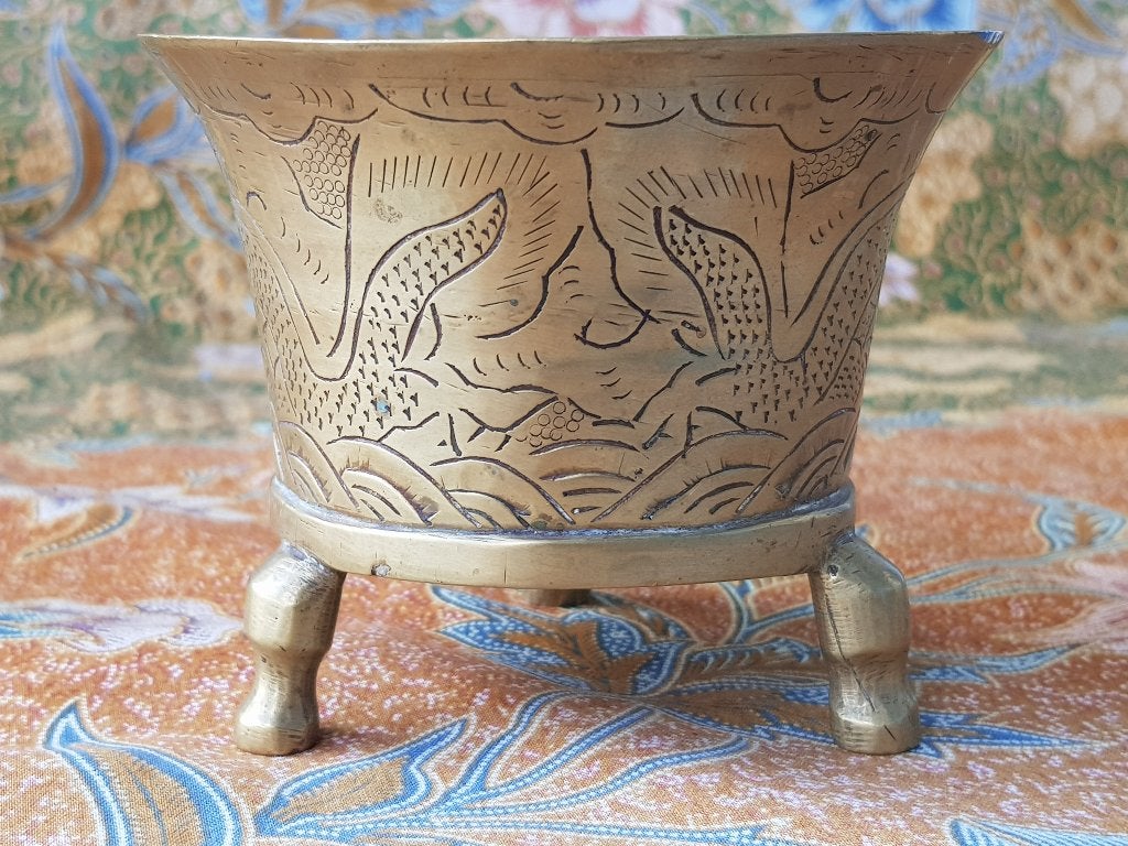 Mooie zware antieke Chinese wierookpot van koper 11 cm., Antiek en Kunst, Ritueel object, Handgemaakt, Ophalen of Verzenden, China