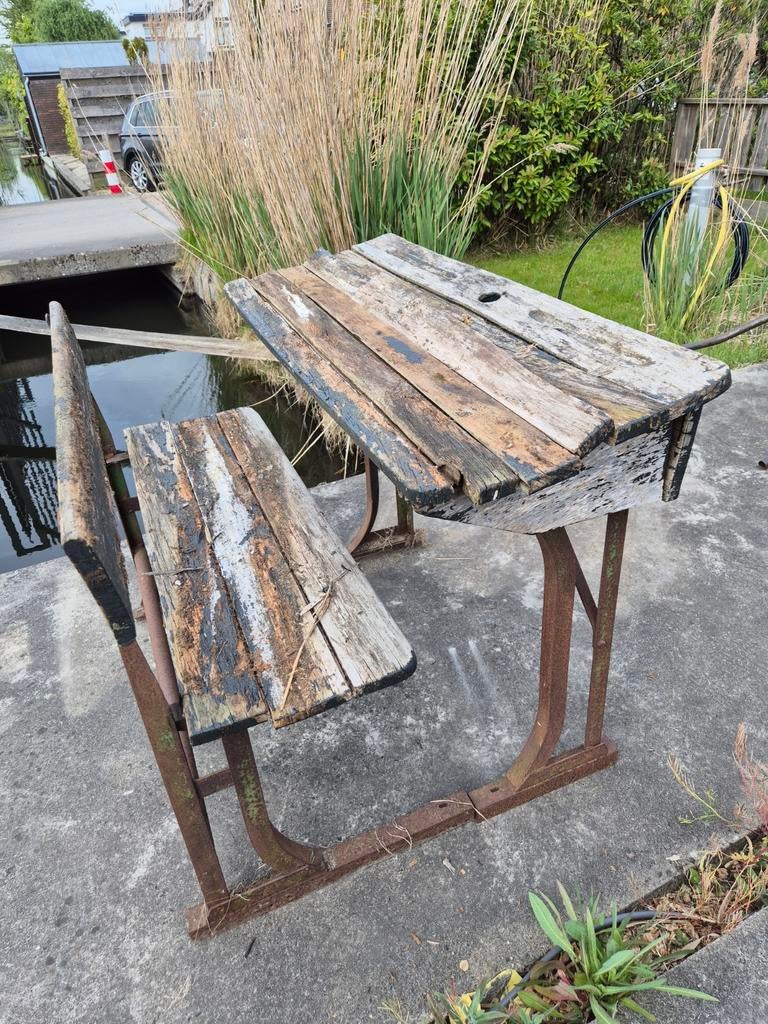 Schoolbank, Ophalen of Verzenden, Gebruikt, Rechthoekig, Hout
