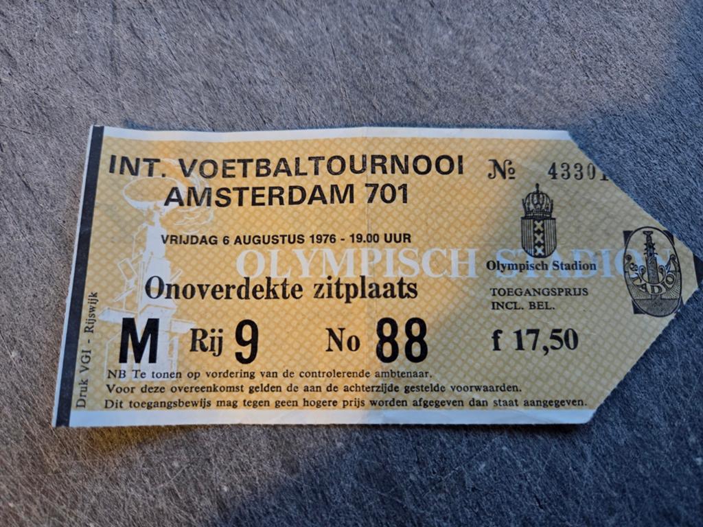 Origineel  toegangsbewijs Internationaal Voetbaltoernooi '76, Ophalen of Verzenden, Ajax, Overige typen