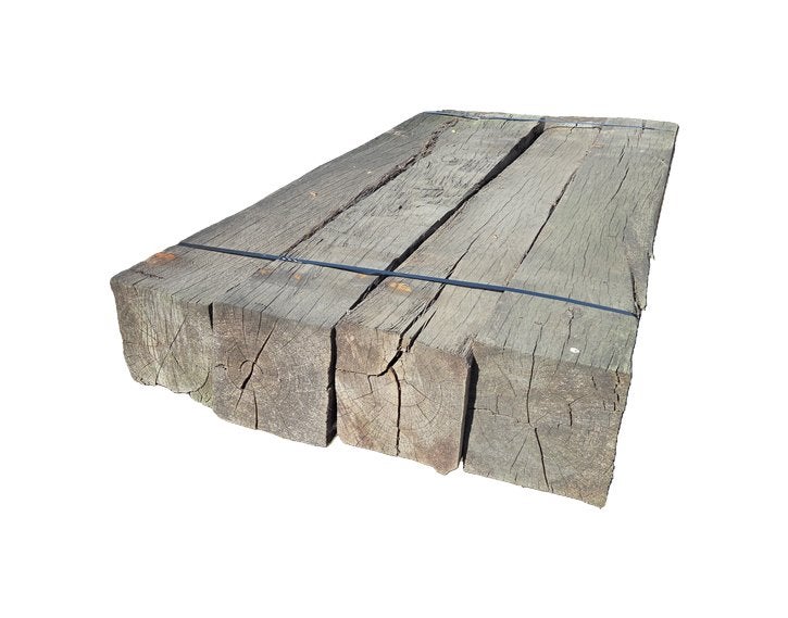 4 Rustieke gebruikte hardhouten palen 25x25 cm - nr: HB226