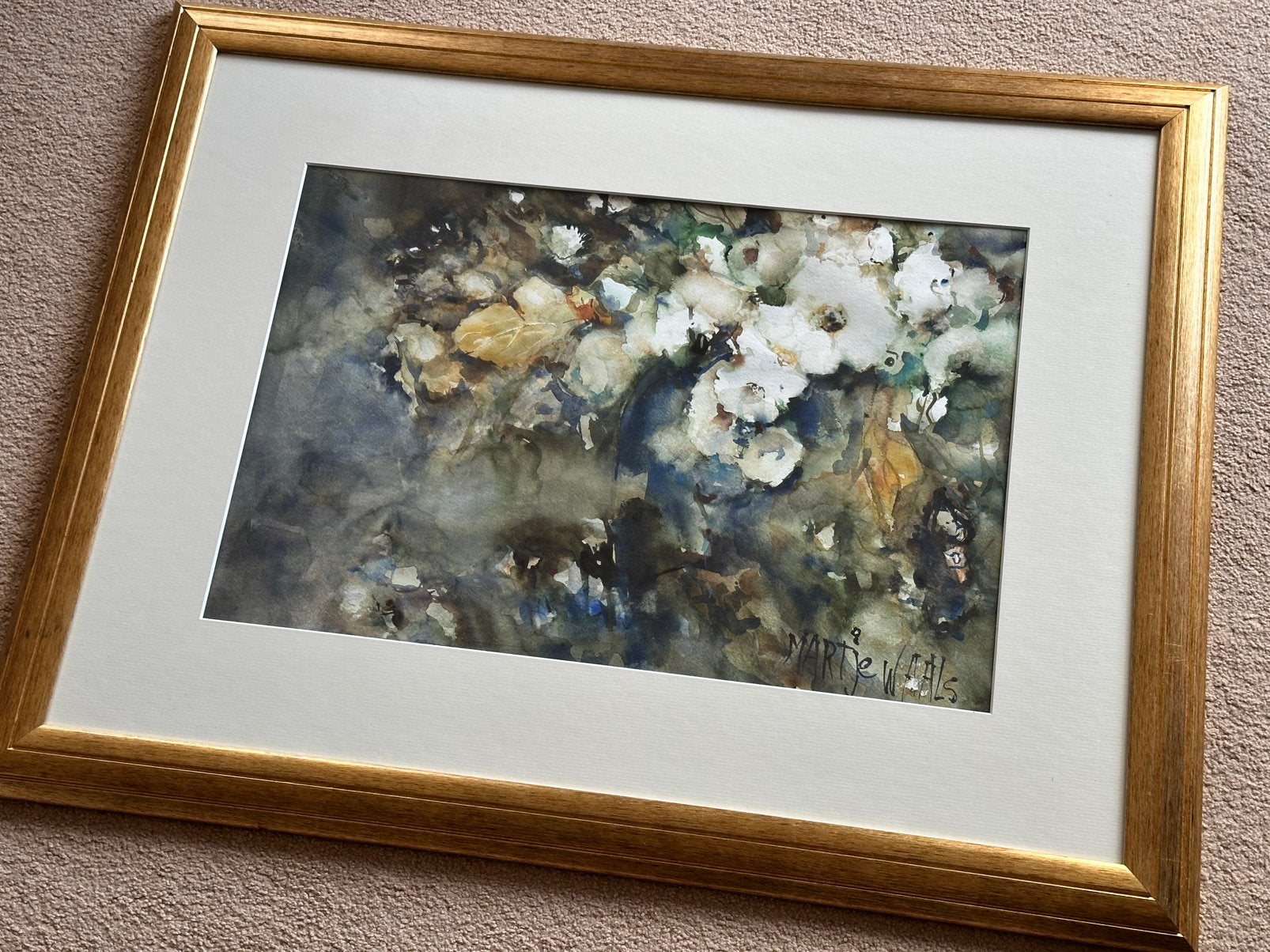 Aquarel van bekende kunstenaar, Overige stijlen, Bijzondere lijst, Aquarel, Ophalen