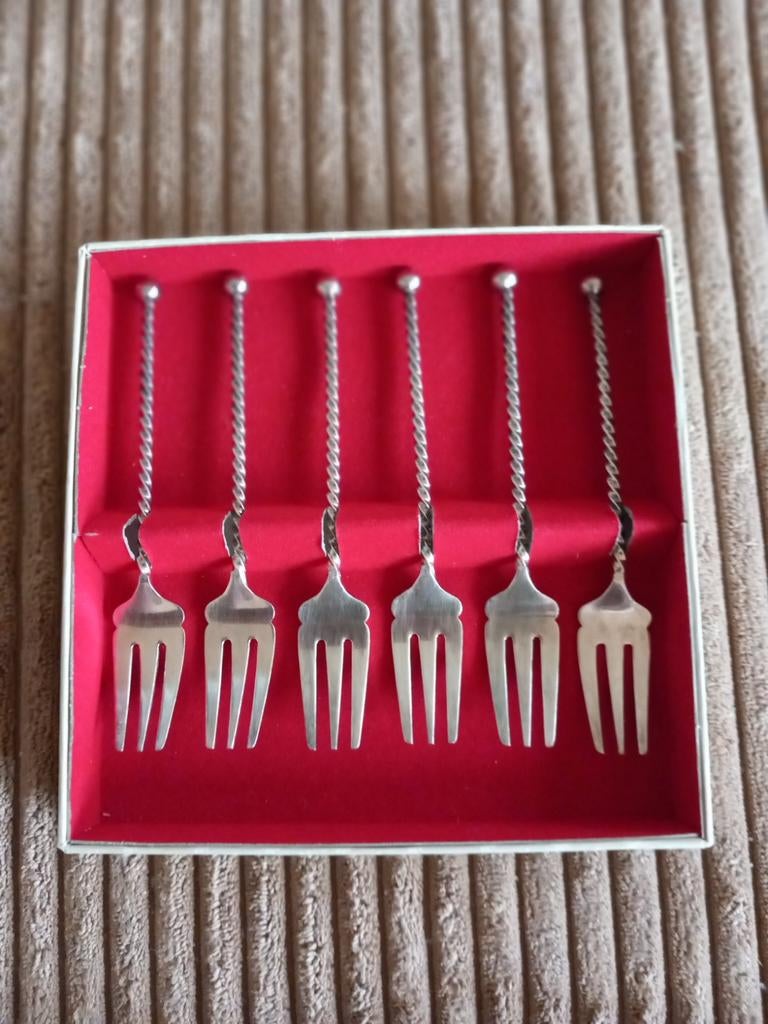 6 Verzilverde gebaksvorkjes NIEUW Margriet Zilver Vintage, Antiek en Kunst, Ophalen of Verzenden