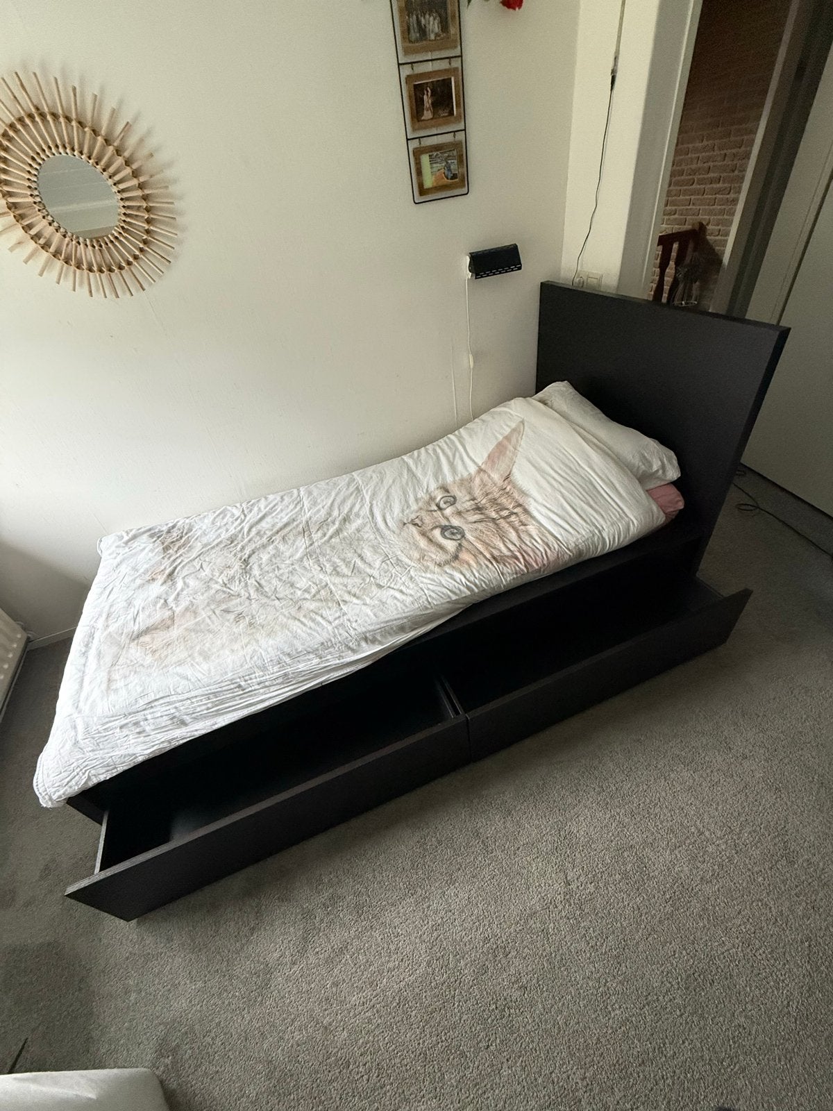 IKEA Malm Eenpersoonsbed met Laden en Lattenbodem, Huis en Inrichting, Slaapkamer | Bedden, Ophalen, Gebruikt, 90 cm, Eenpersoons
