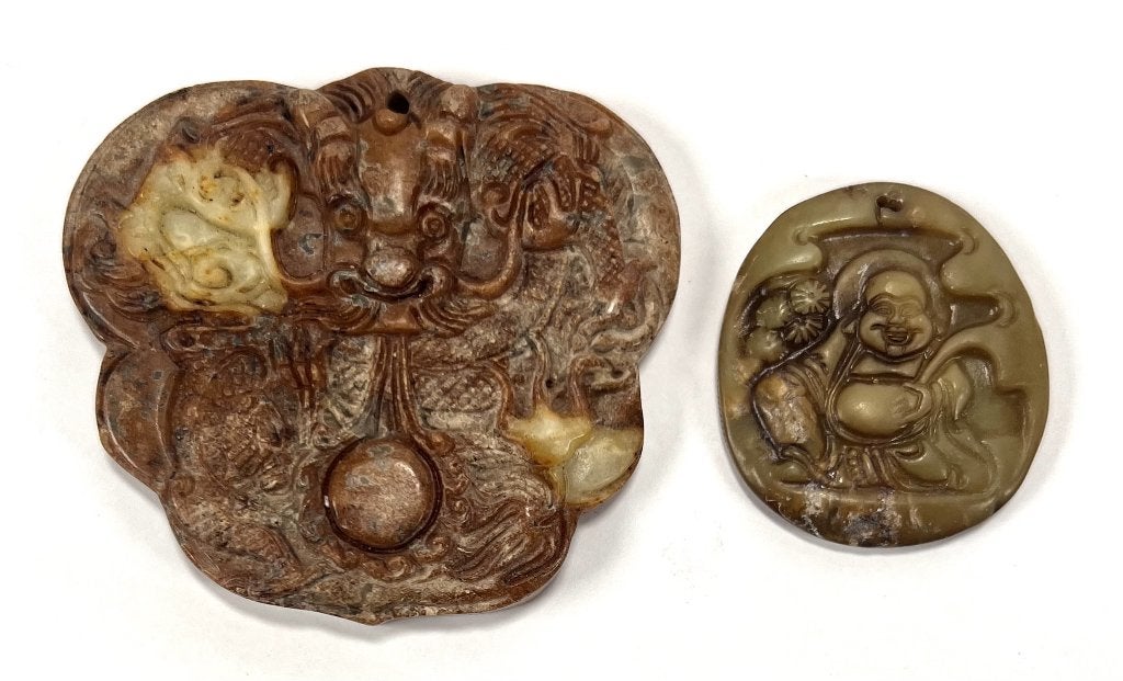 791. Amuletten – draak en Budai, China, 20e eeuw, Antiek en Kunst, Ophalen of Verzenden