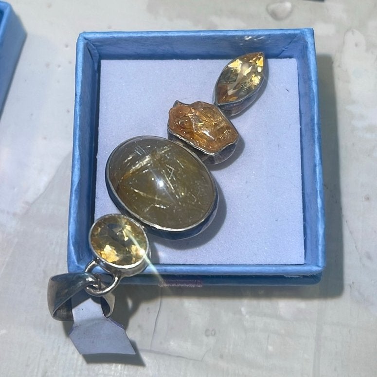Rutiel kwarts & citrien hanger, Sieraden, Tassen en Uiterlijk, Ophalen of Verzenden, C, C, C