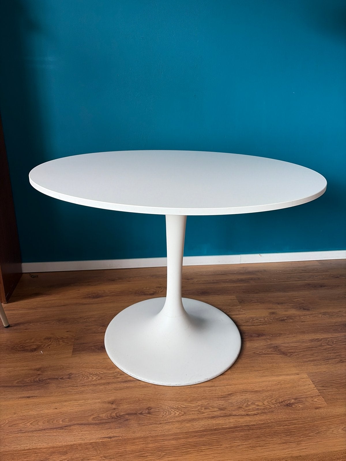 IKEA Docksta ronde tafel - wit, Huis en Inrichting, Tafels | Eettafels, Ophalen, Kunststof, Gebruikt, 100 tot 150 cm